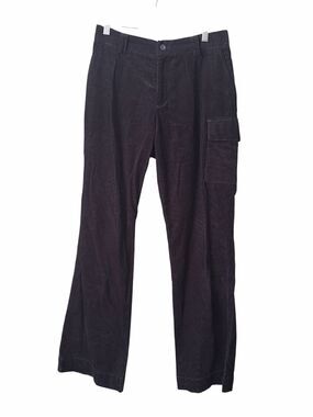 GAP Black Corduroy Cargo Pants Wide Flare Leg Sz 8
